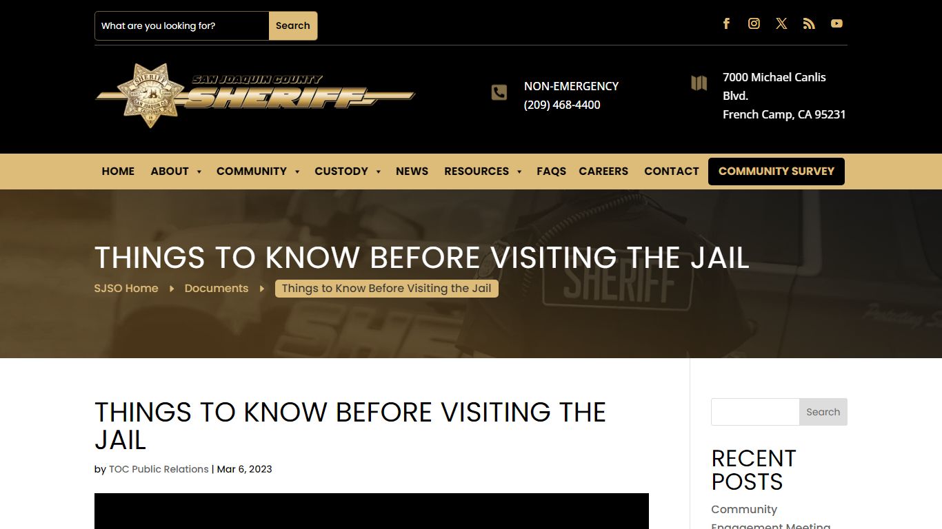 Things to Know Before Visiting the Jail | San Joaquin County Sheriff's ...
