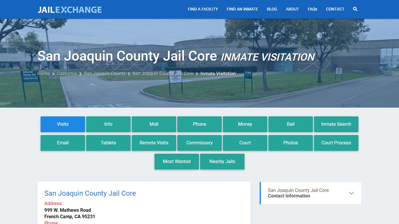 Inmate Visitation - San Joaquin County Jail Core, CA